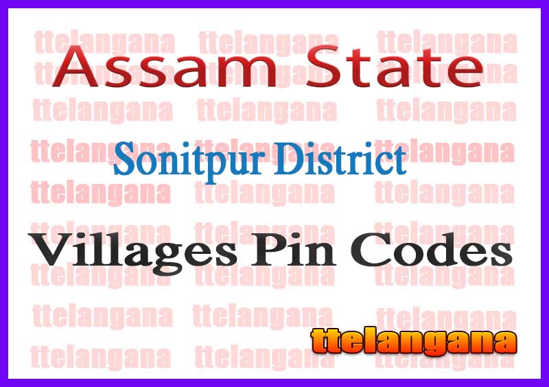 Sonitpur District Pin Codes in Assam State