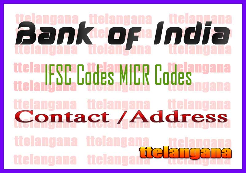 Bank of India IFSC Codes MICR Codes in India