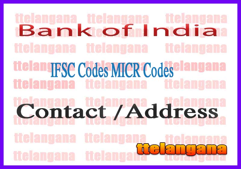 Bank of India IFSC Codes MICR Codes in India