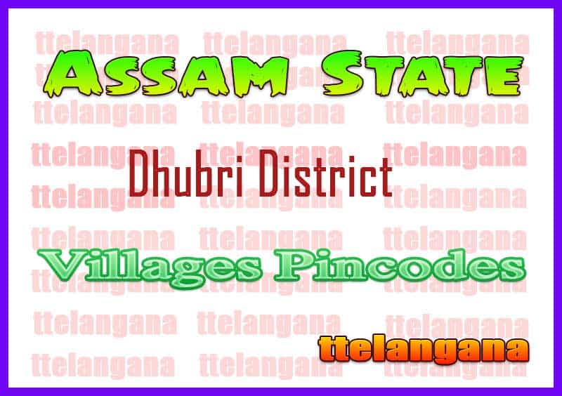 Dhubri District Pin Codes in Assam State