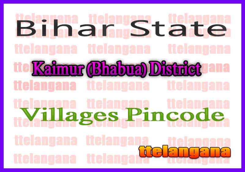 Kaimur (Bhabua) District Pin Codes in Bihar State