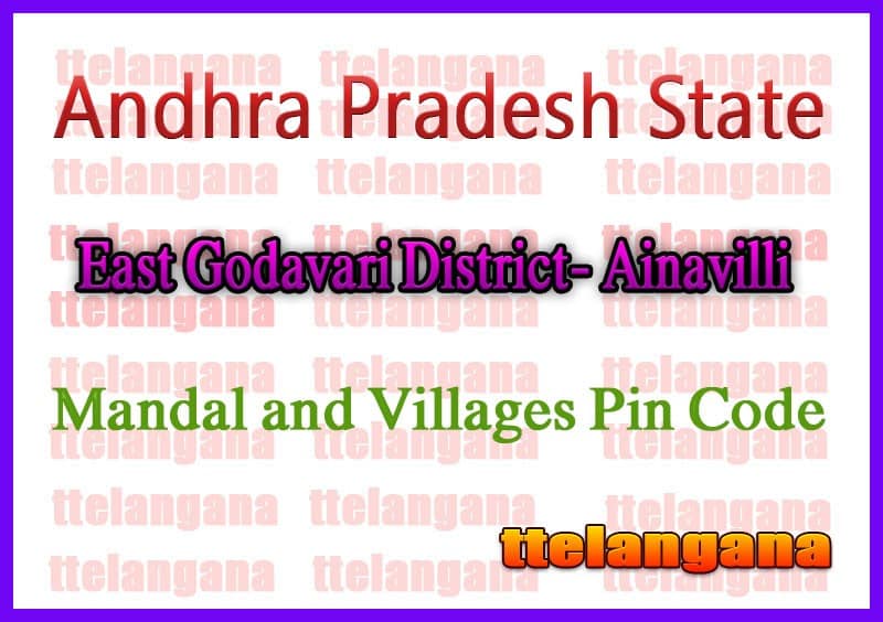 East Godavari District Ainavilli Mandal and Villages Pin Codes in Andhra Pradesh State