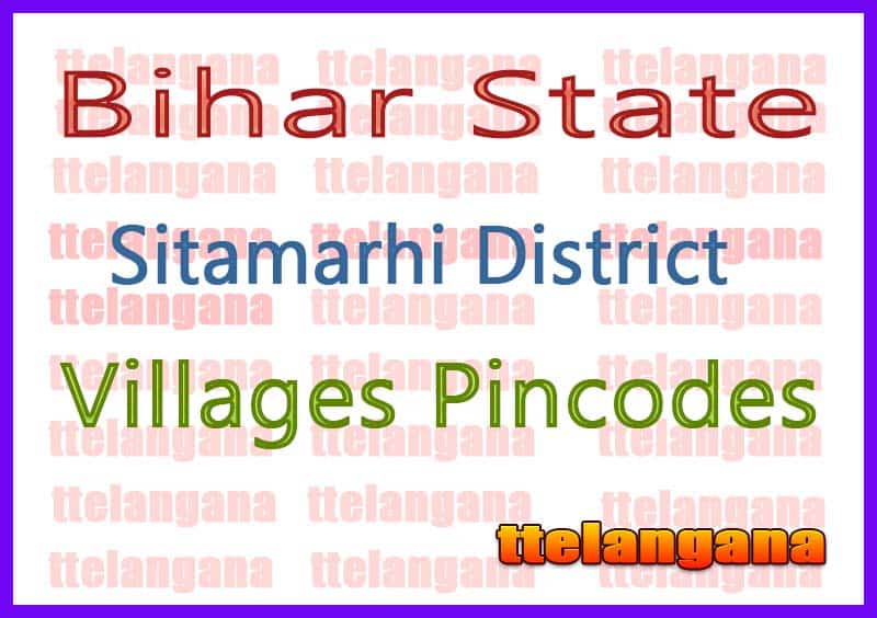 Sitamarhi District Pin Codes in Bihar State