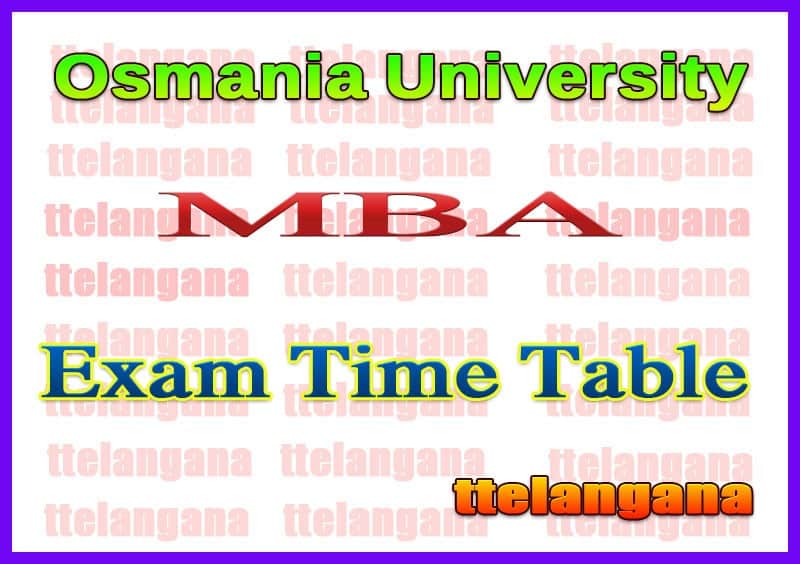 Osmania University CDE MBA Exam Time Table