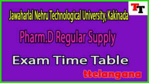 JNTU Kakinada Pharm.D Regular Supply Exam Time Table