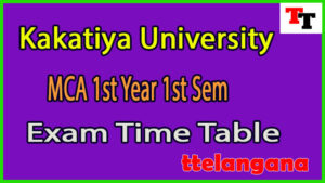 Kakatiya University KU MCA 1st Year 1st Sem Exam Time Table