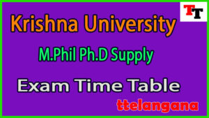 Krishna University Machilipatnam M.Phil Ph.D Supply TIme Table