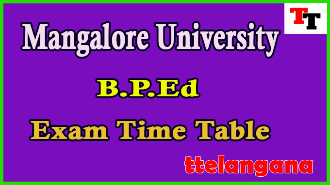 Mangalore University B.P.Ed Exam Time Table