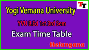 Yogi Vemana University B.Ed 1st 3rd Sem Exam Time Table