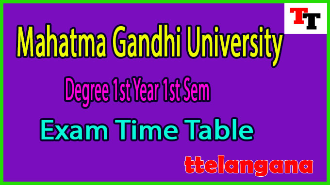 MGU Degree 1st Year 1st Sem Exam Time Table