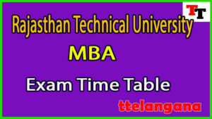 Rajasthan Technical University MBA Exam Time Table