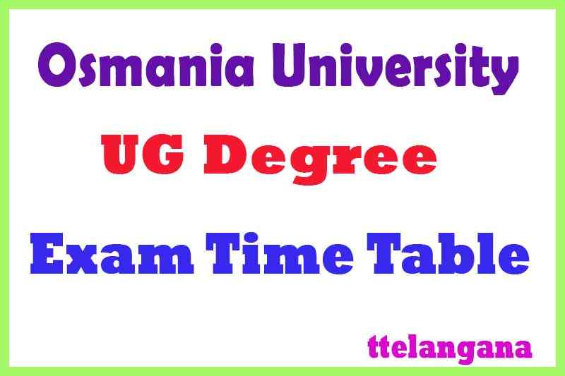 Osmania University Degree Annual Exam Time Table
