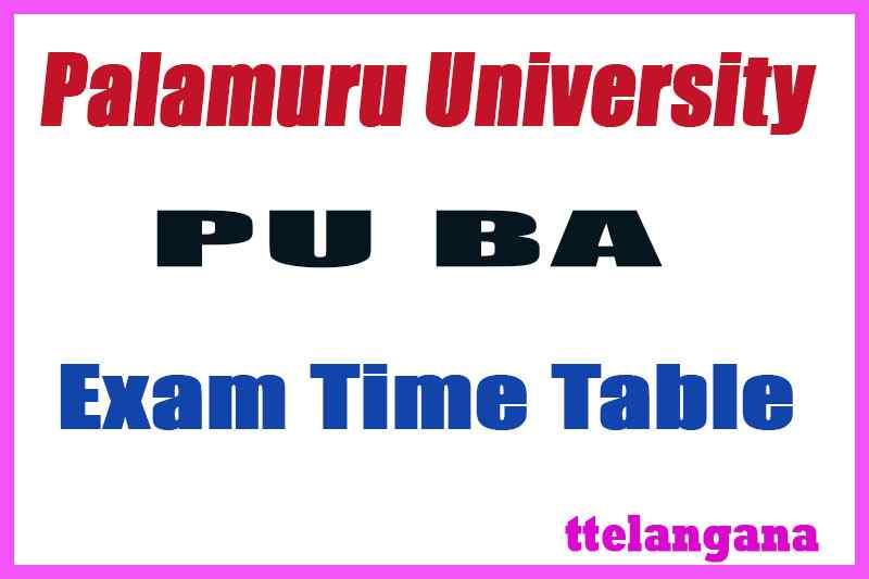 Palamuru University B.A (Languages) Exam Time Table