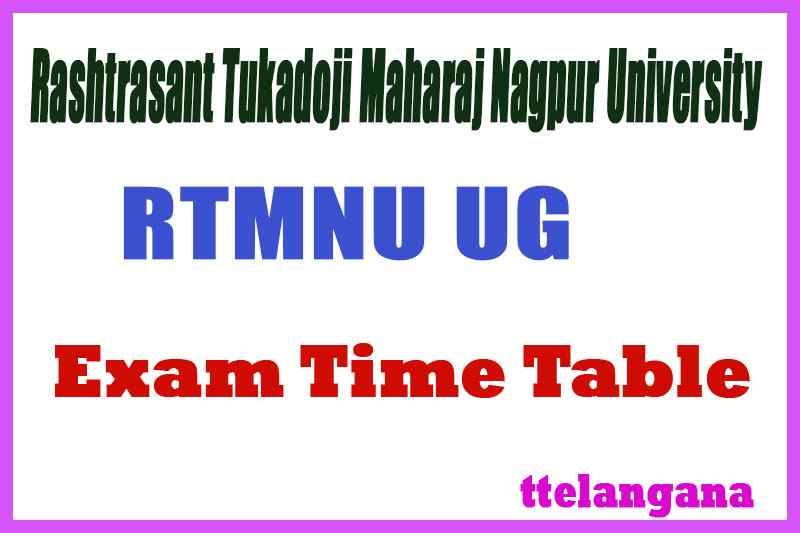 RTMNU Rashtrasant Tukadoji Maharaj Nagpur University UG 1st 2nd 3rd year Summer Time Table