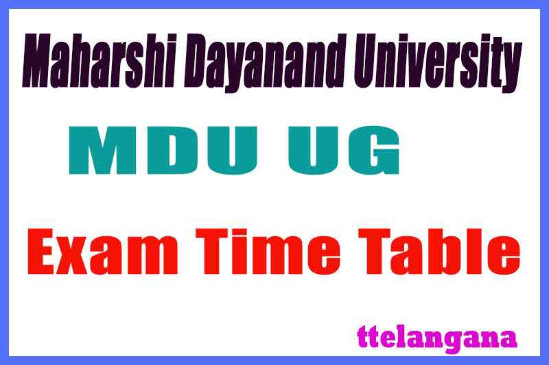 MDU Maharshi Dayanand University BA B.Sc B.Com BBA BCA 1st 3rd 5th semester Time Table