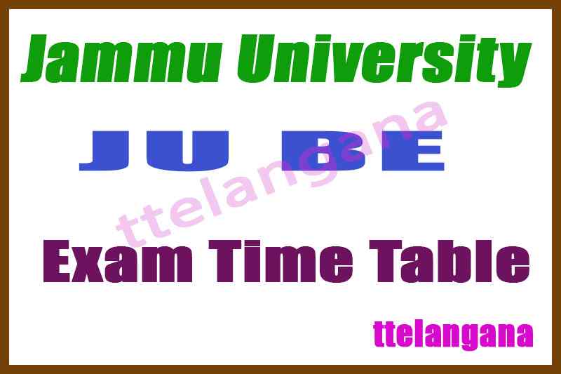 Jammu University BE 1st 3rd 5th 7th Semester Time Table