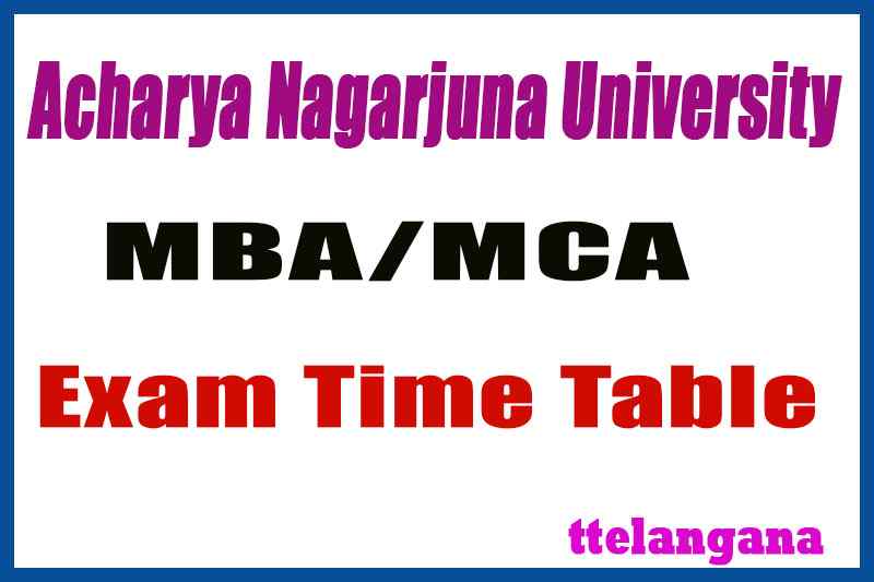 Acharya Nagarjuna University ANU MBA MCA 1st Sem Time Table