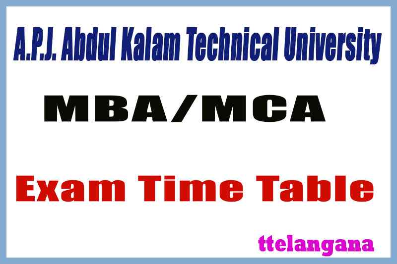 AKTU A.P.J. Abdul Kalam Technical University MBA MCA 1st 3rd Semester Time Table