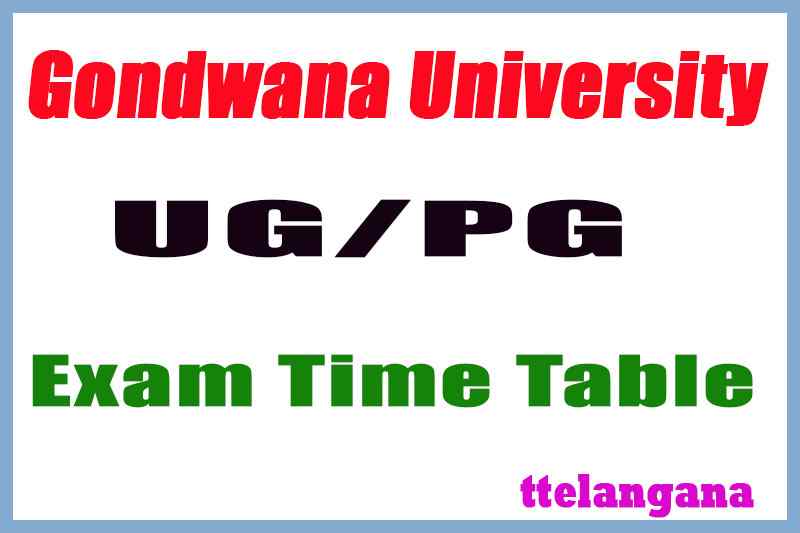 Gondwana University Godchiroli UG PG Winter Exam Time Table 