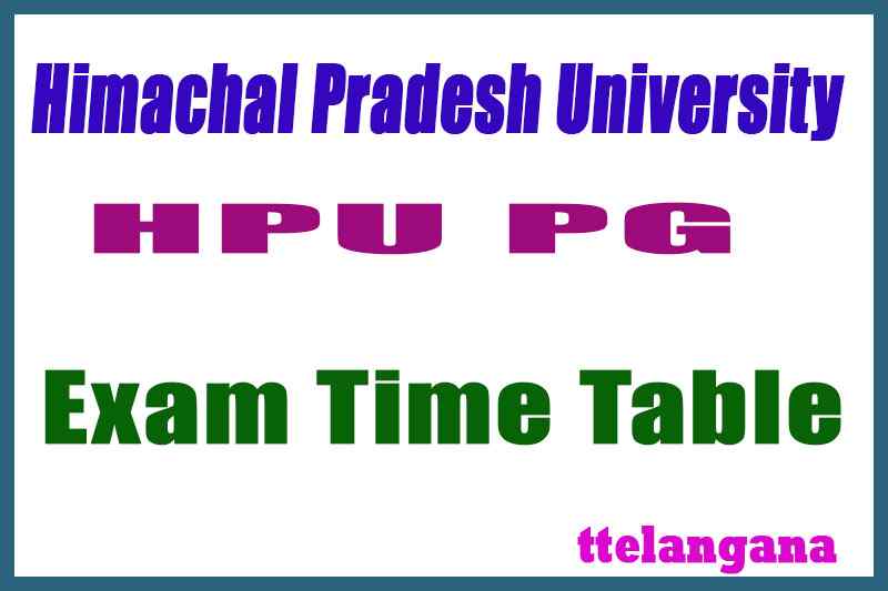 HPU Himachal Pradesh University MA M.Sc M.Com MBA MCA 1st 3rd semester Time Table