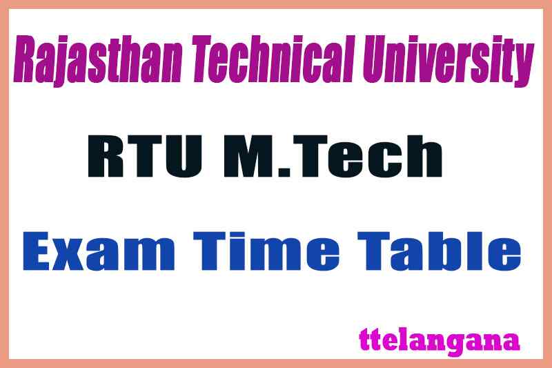 RTU M.Tech 1st 3rd Sem Time Table Admit Card Download