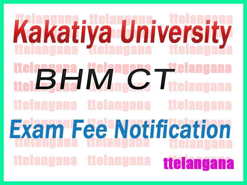 KU BHM CT Bachelor of Hotel Management Catering Technology Exam Fee Notification
