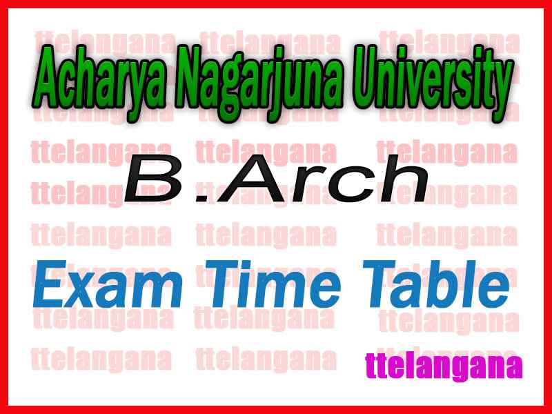 Acharya Nagarjuna University B Arch Regular Supply Exam Time Table 