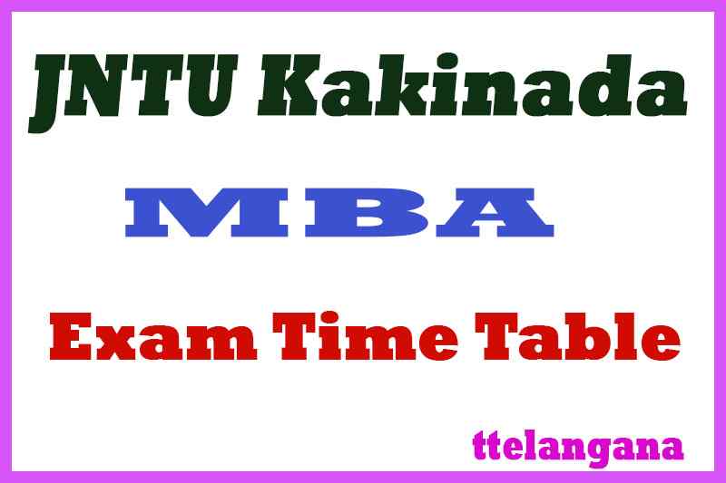 Jawaharlal Nehru Technological University of Kakinada MBA Exam Time Table