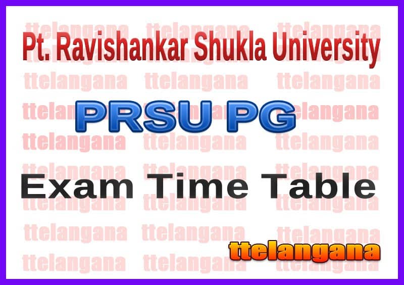 PRSU Pt. Ravishankar Shukla University PG Exam Time Table