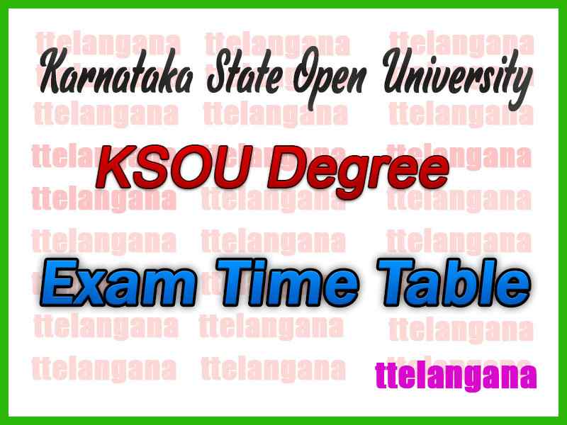 KSOU Karnataka State Open University Exam Time Table