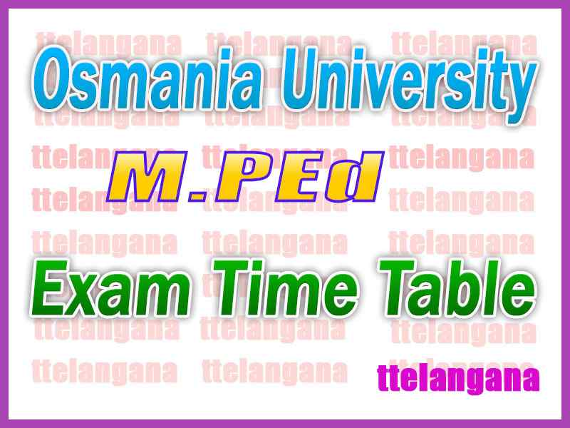 Osmania University MPEd 1st Year 1st Sem Exam Time Table