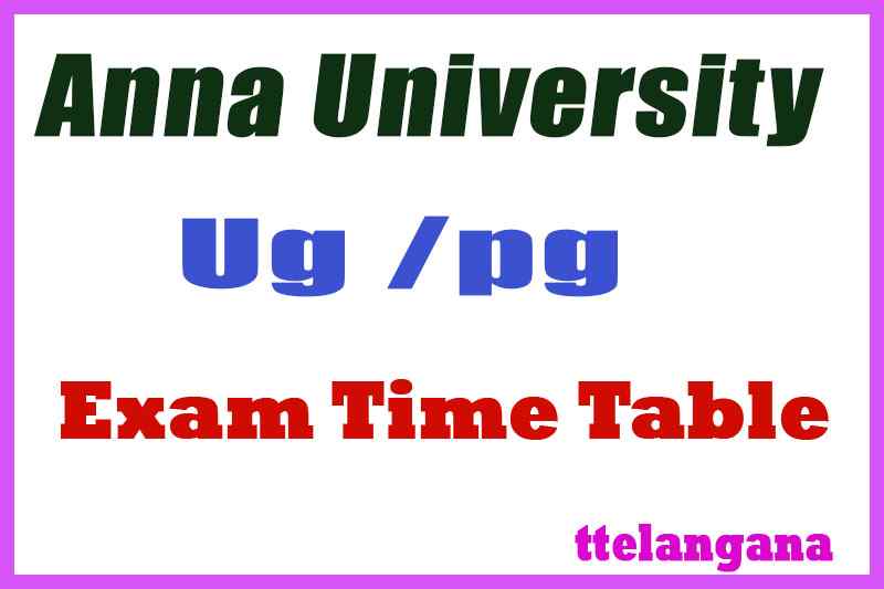 Anna University UG PG Exam Time Table Result