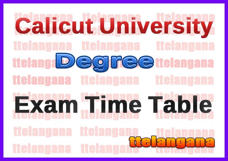 Calicut University Degree 1st 2nd 3rd year Exams Time Table