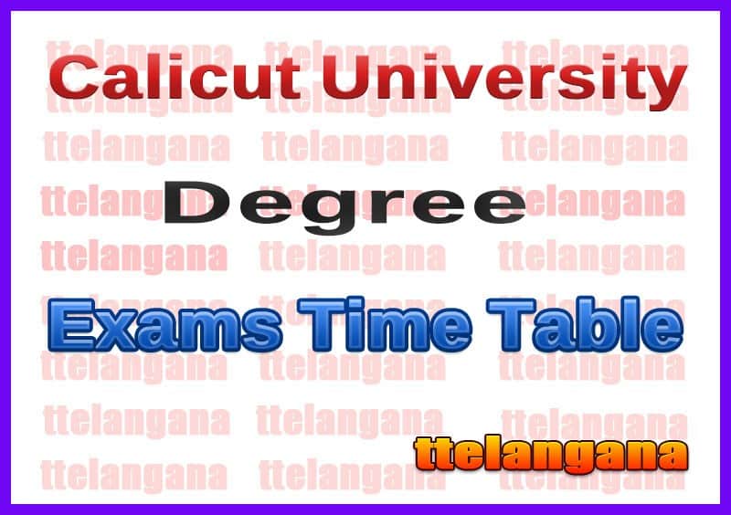Calicut University Degree Exams Time Table