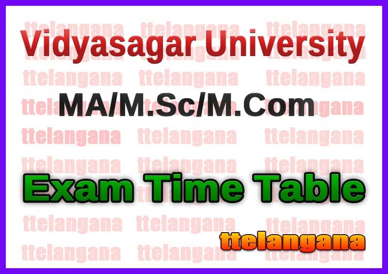 Vidyasagar University PG Exam Time Table