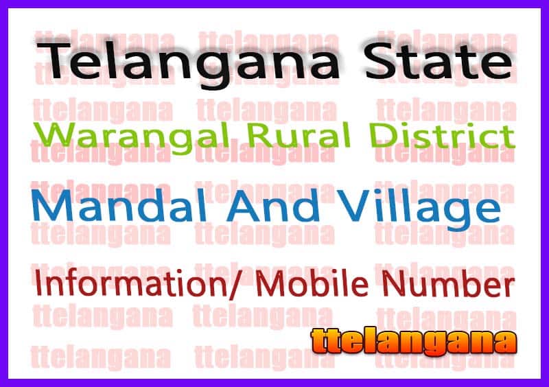 Chennaraopet Mandal Villages in Warangal Rural District Telangana