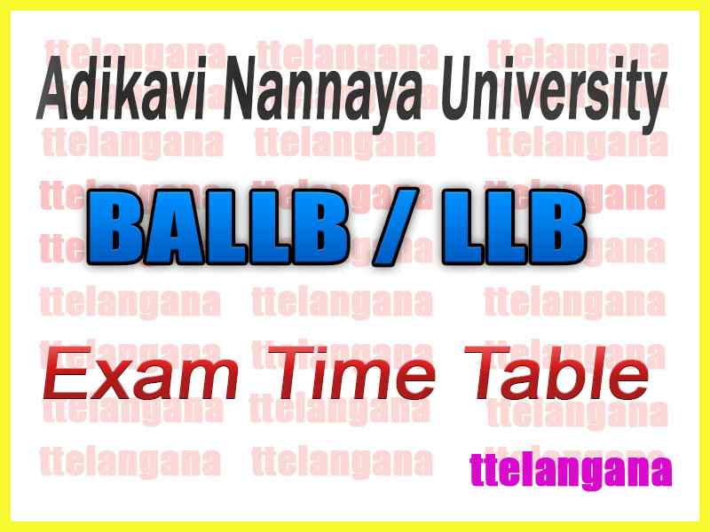 Adikavi Nannaya University BALLB / LLB Exam Time Table