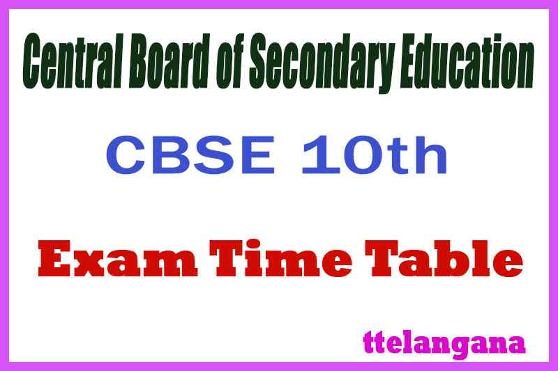 CBSE Board 10th Time Table
