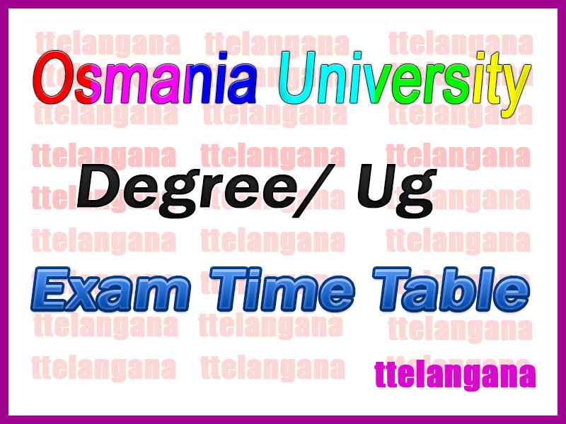 OU Degree B A / B Sc/B Com / BBA / BSW Exams Time Table Osmania University