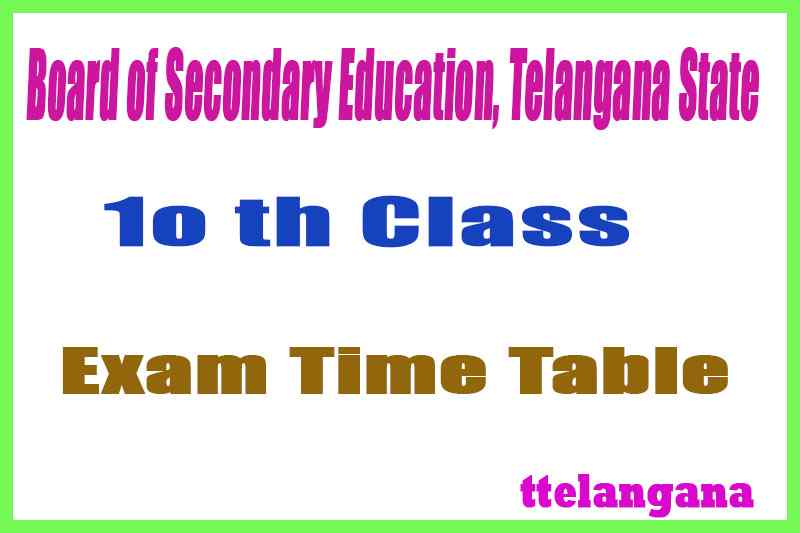 Telangana 10th Class SSC Board Exam Time Table Download