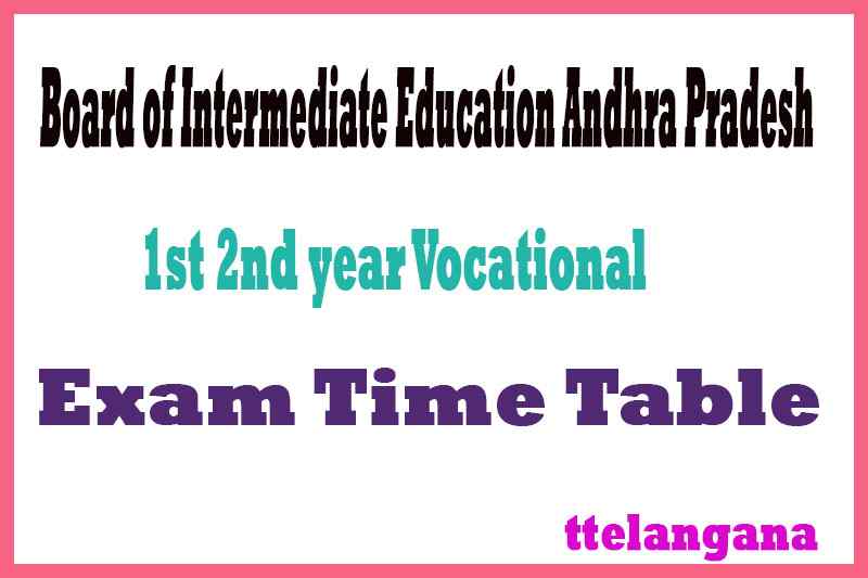 AP Intermediate 1st 2nd year Vocational IPE Exam Time Table