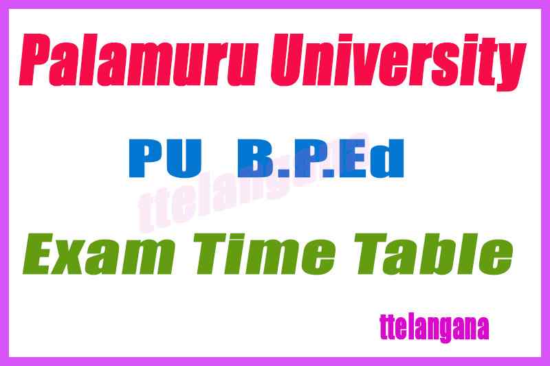 Palamuru University B P Ed Regular Exam Time Table