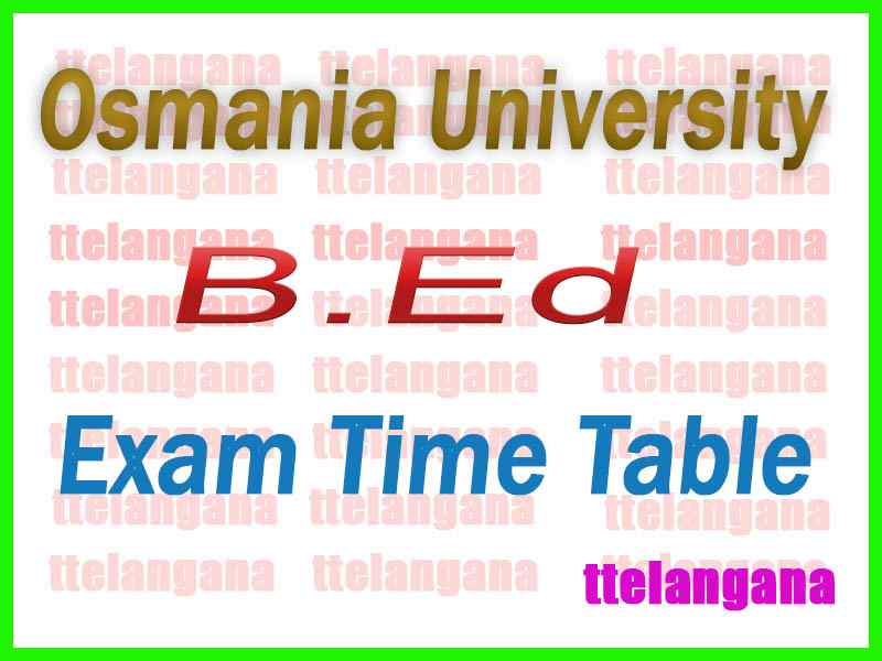 Osmania University B.Ed (Spl) Regular Exam Time Table