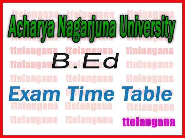ANU B Ed Acharya Nagarjuna University B.Ed Regular Exams Time Table