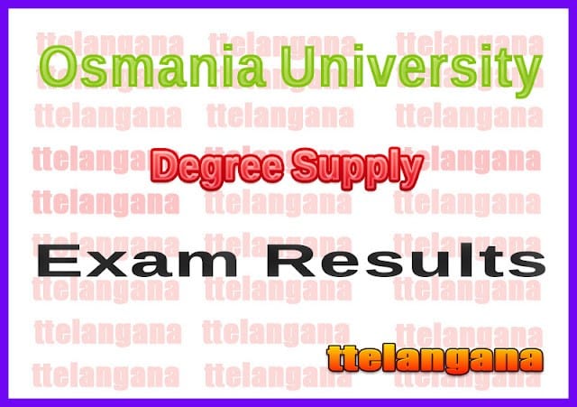 Osmania University OU Degree Supply Exam Results