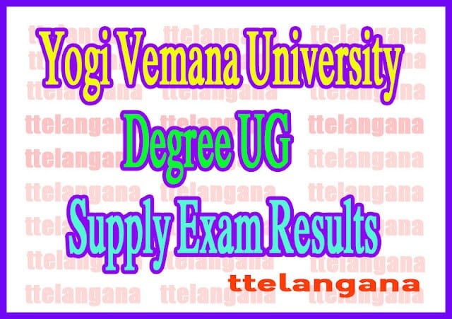 Yogi Vemana University Degree UG 1st 2nd 3rd Year Supply Exam Results